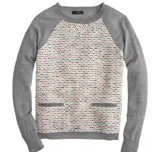 J.Crew Tweed front merino wool blend sweater